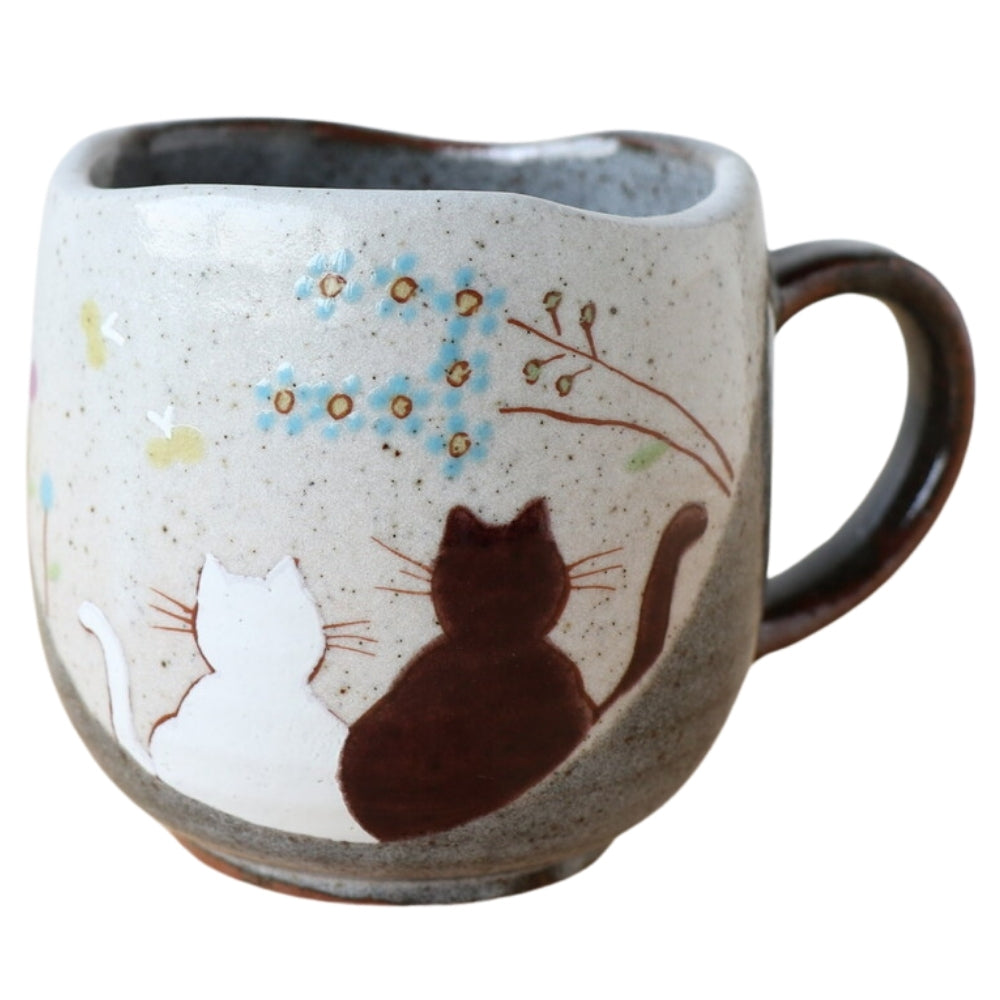 Kutani Yaki Ware Sunny Day Cat Coffee Mug
