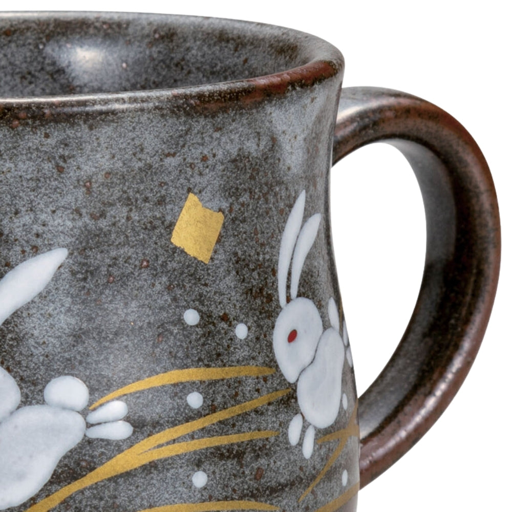 Kutani Yaki Ware Jumping Rabbit Mug