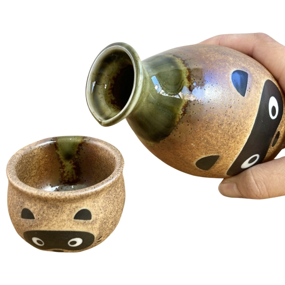 美濃焼 たぬき 酒器セット 徳利 盃