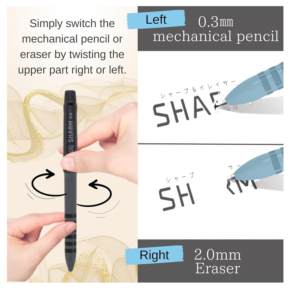 SUN-STAR "SHARM" Mechanical Pencil and Eraser - Black