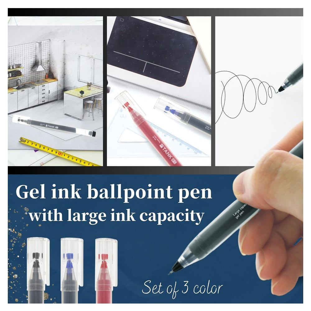 SUN-STAR Tank Liquid Gel Pen Set of 3