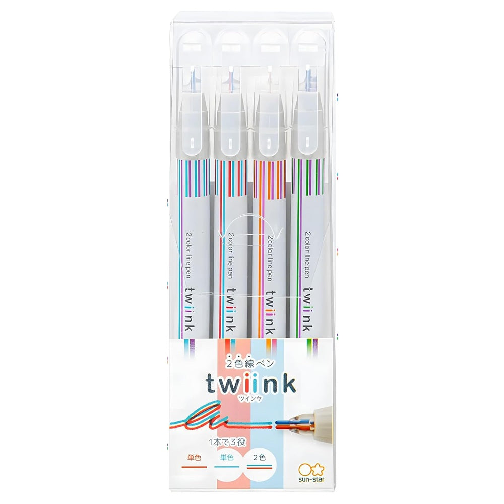 SUN-STAR Twiink Two Color Line Pen Set of 4 Different Color Patterns - A Set