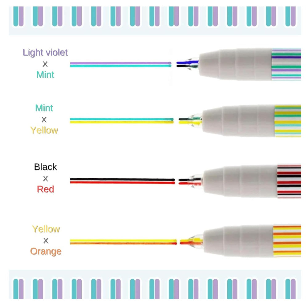 SUN-STAR Twiink Two Color Line Pen Set of 4 Different Color Patterns - C Set