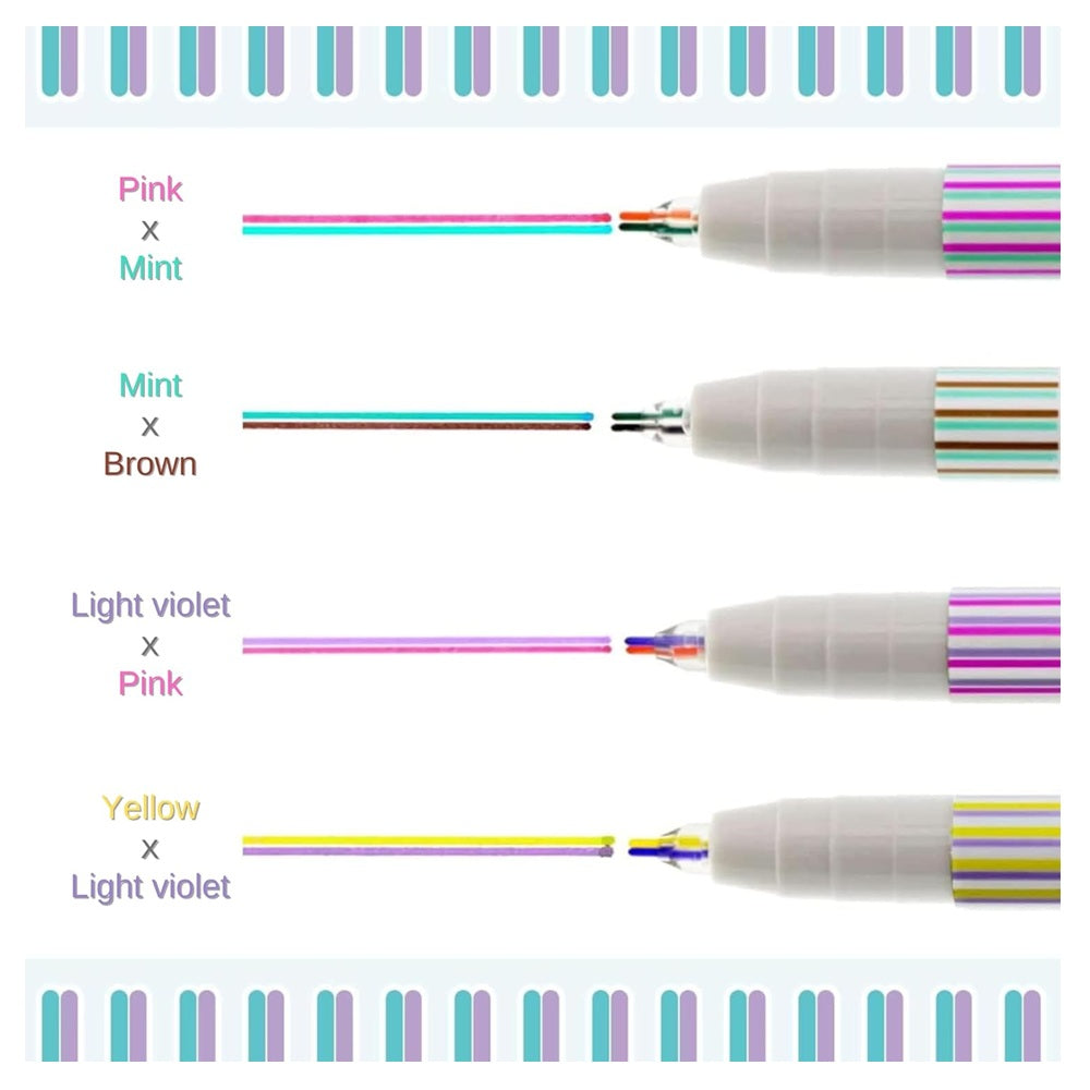 SUN-STAR Twiink Two Color Line Pen Set of 4 Different Color Patterns - D Set