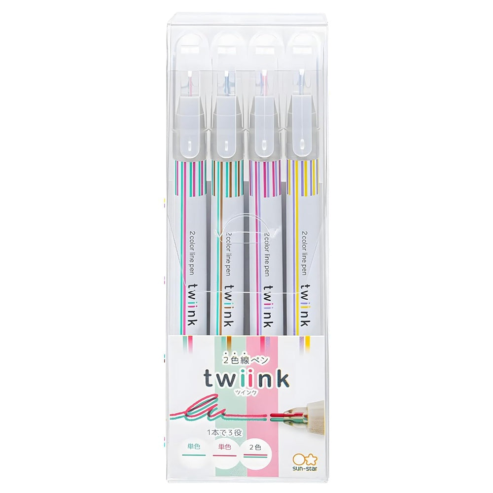 SUN-STAR Twiink Two Color Line Pen Set of 4 Different Color Patterns - D Set