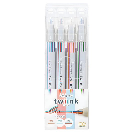 SUN-STAR Twiink Two Color Line Pen Set of 4 Different Color Patterns - A Set