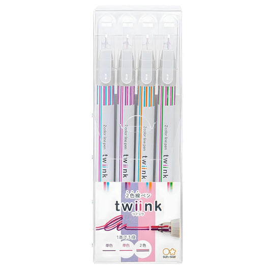 SUN-STAR Twiink Two Color Line Pen Set of 4 Different Color Patterns - B Set