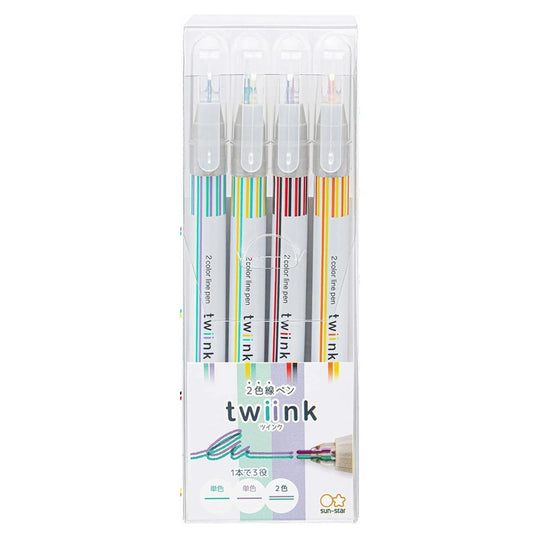 SUN-STAR Twiink Two Color Line Pen Set of 4 Different Color Patterns - C Set