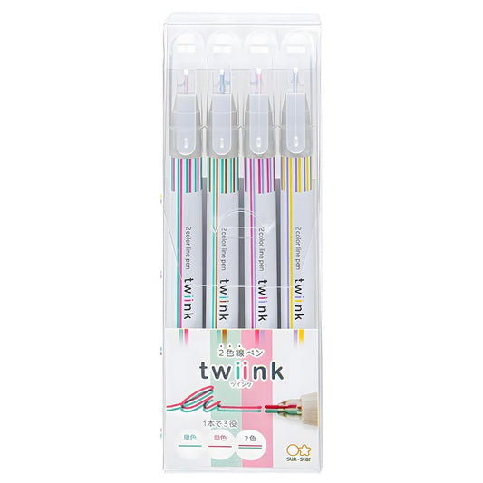 SUN-STAR Twiink Two Color Line Pen Set of 4 Different Color Patterns - D Set
